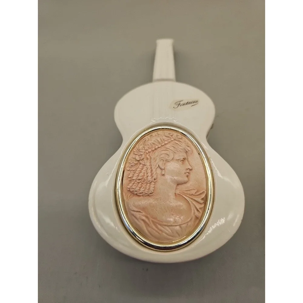 VTG Ceramic Hinged Trinket Dish w/ CAMEO Fontaine Capodimonte Italy Set Of 2